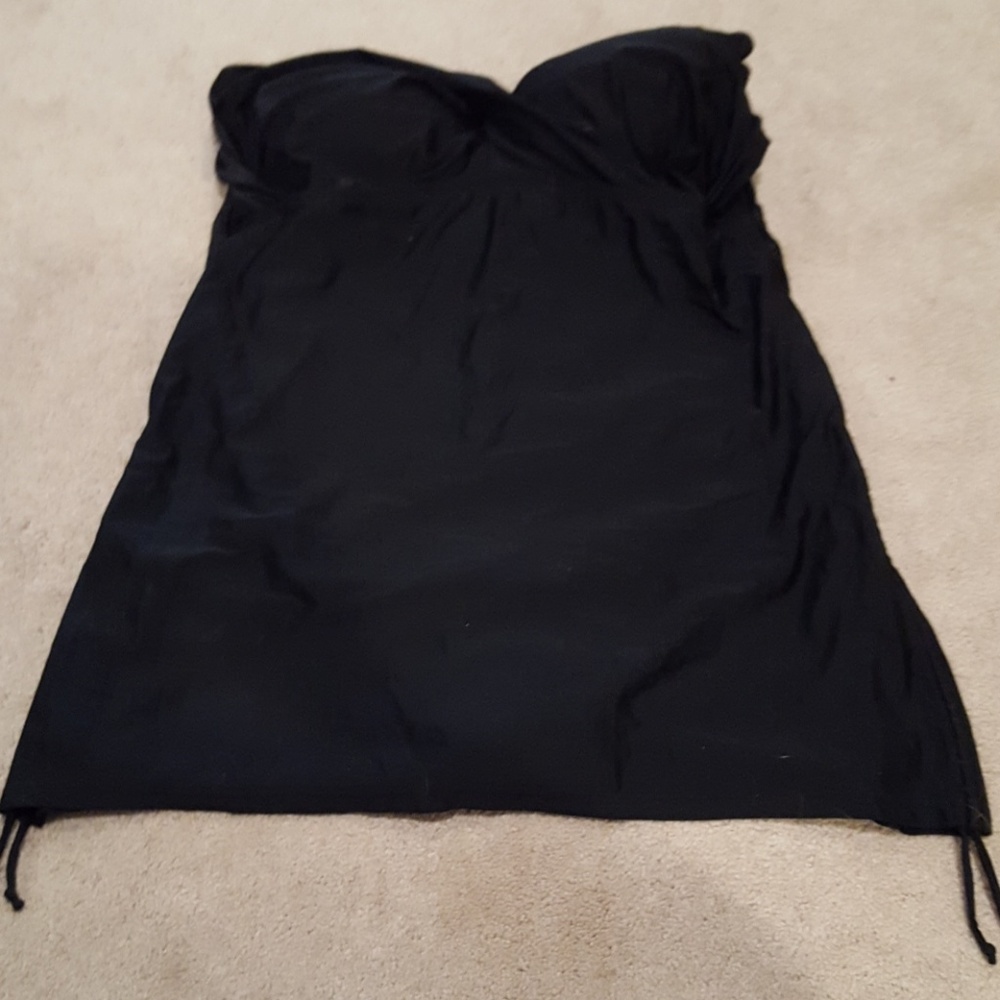 Plus size black halter swim dress